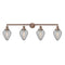 Geneseo Bath Vanity Light shown in the Antique Copper finish with a Clear Crackled shade
