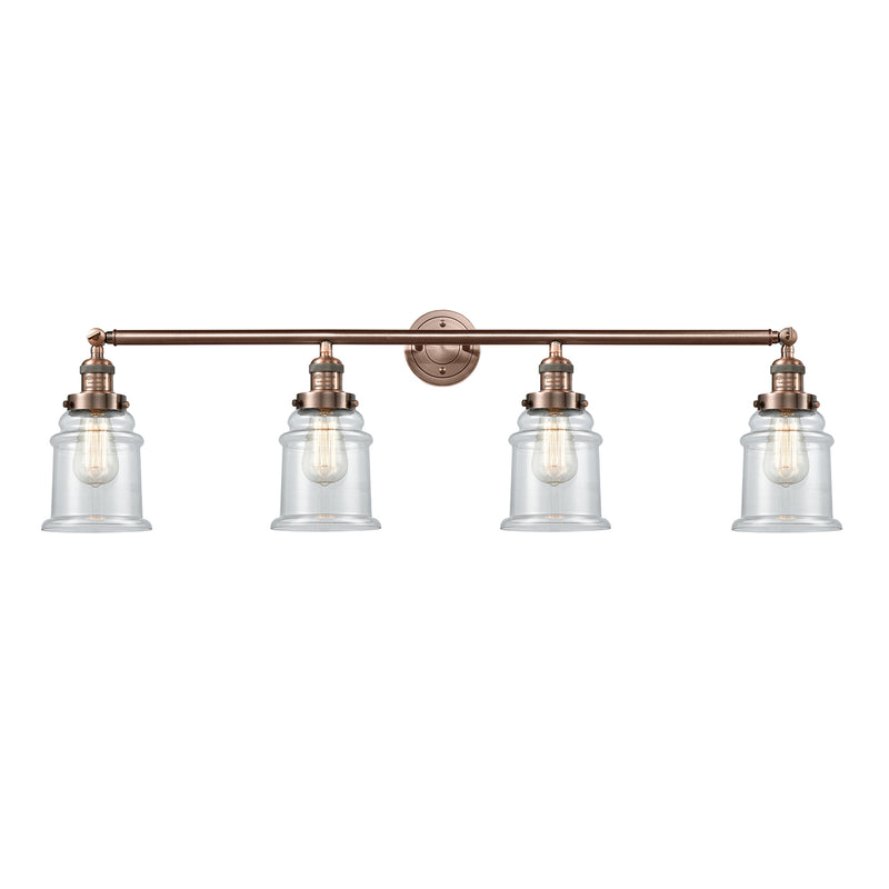 Canton Bath Vanity Light shown in the Antique Copper finish with a Clear shade