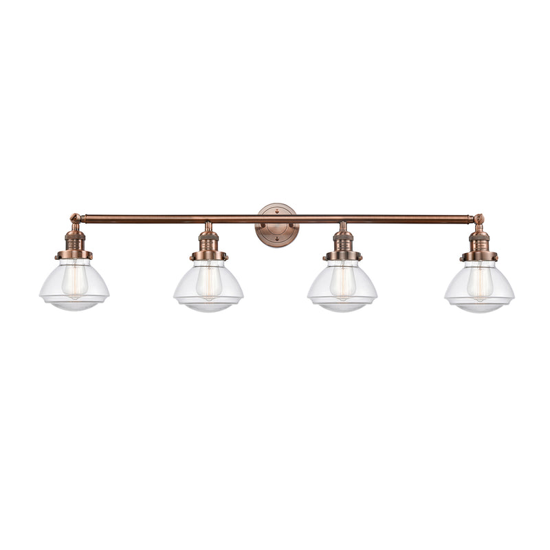 Olean Bath Vanity Light shown in the Antique Copper finish with a Clear shade