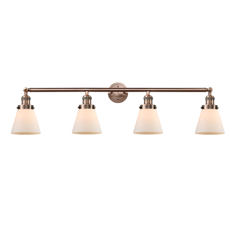 Cone Bath Vanity Light shown in the Antique Copper finish with a Matte White shade