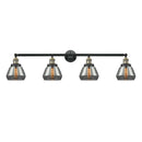 Fulton Bath Vanity Light shown in the Black Antique Brass finish with a Plated Smoke shade