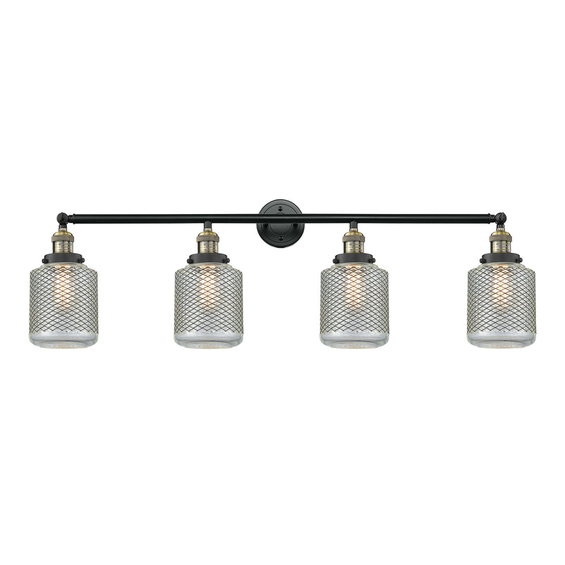Stanton Bath Vanity Light shown in the Black Antique Brass finish with a Clear Wire Mesh shade