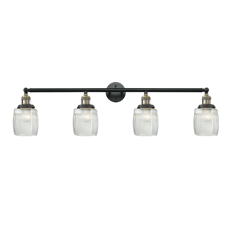 Colton Bath Vanity Light shown in the Black Antique Brass finish with a Clear Halophane shade