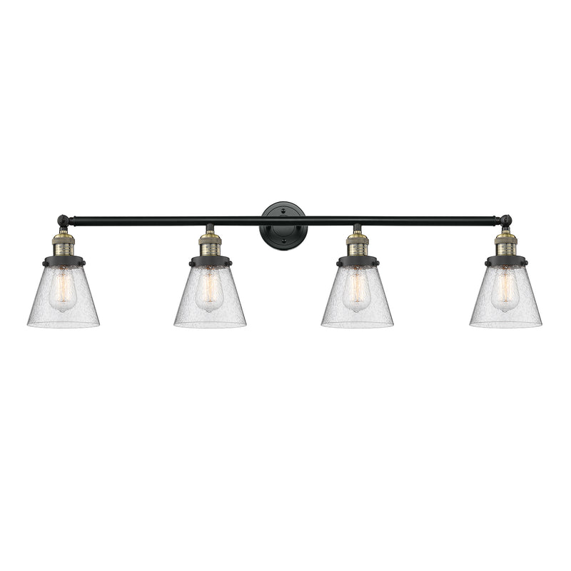 Cone Bath Vanity Light shown in the Black Antique Brass finish with a Seedy shade