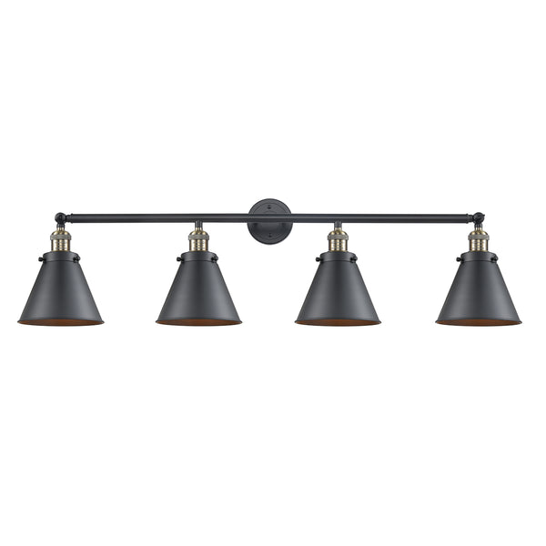 Appalachian Bath Vanity Light shown in the Black Antique Brass finish with a Matte Black shade