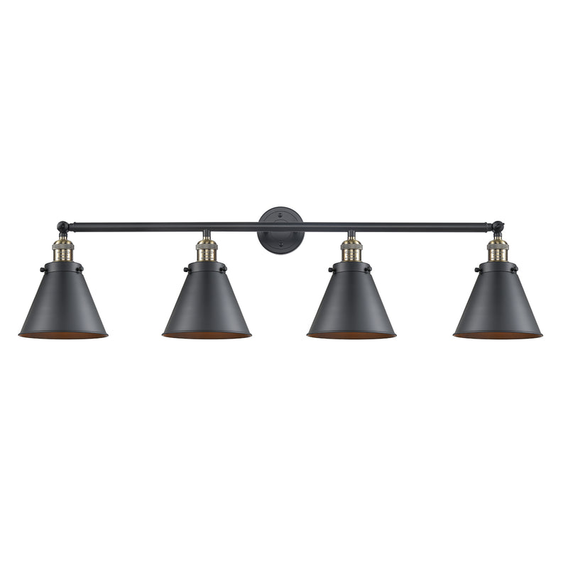 Appalachian Bath Vanity Light shown in the Black Antique Brass finish with a Matte Black shade