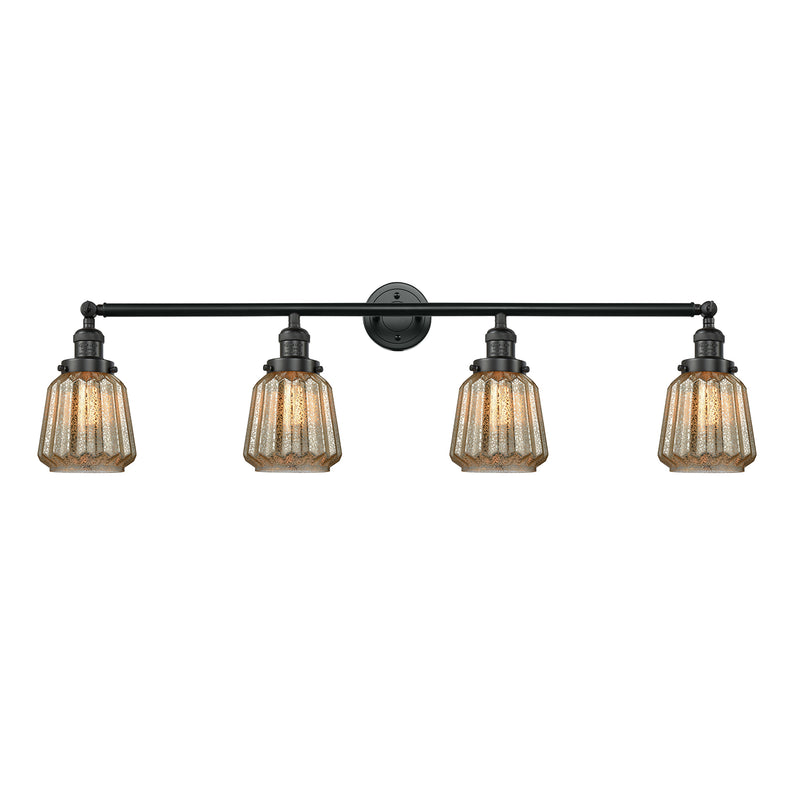 Chatham Bath Vanity Light shown in the Matte Black finish with a Mercury shade