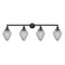 Geneseo Bath Vanity Light shown in the Matte Black finish with a Clear Crackled shade