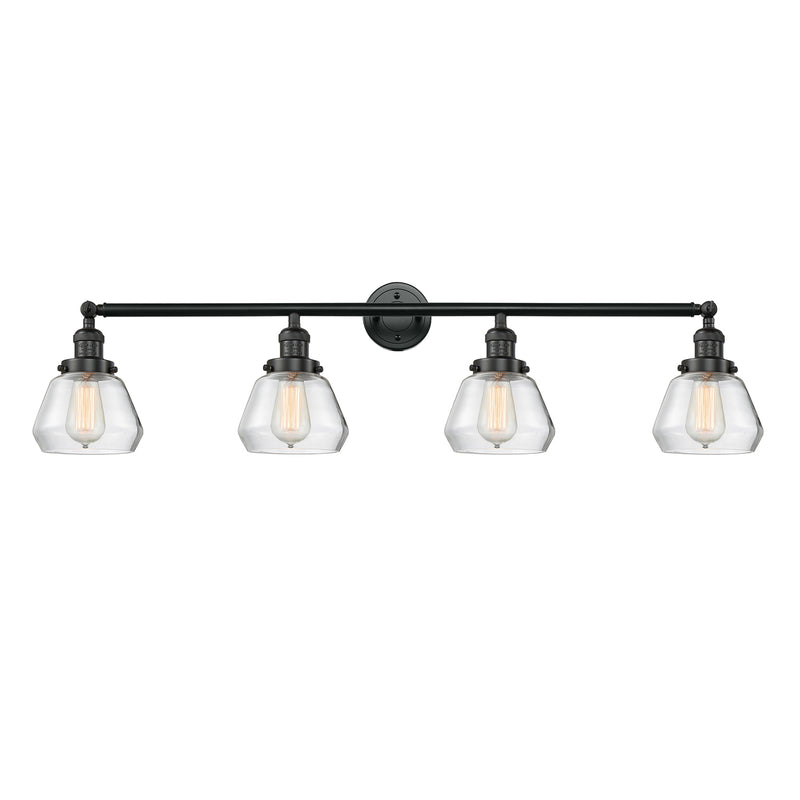 Fulton Bath Vanity Light shown in the Matte Black finish with a Clear shade
