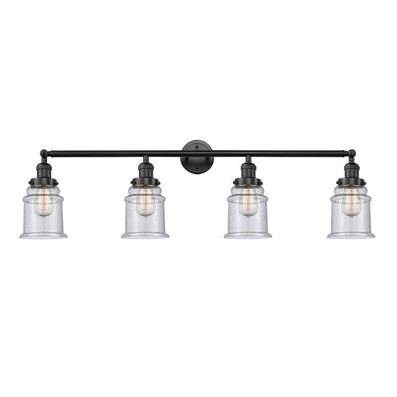 Canton Bath Vanity Light shown in the Matte Black finish with a Seedy shade