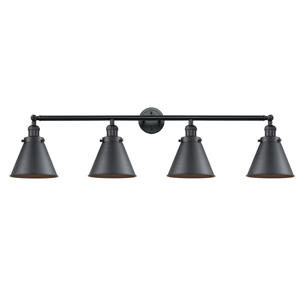 Appalachian Bath Vanity Light shown in the Matte Black finish with a Matte Black shade