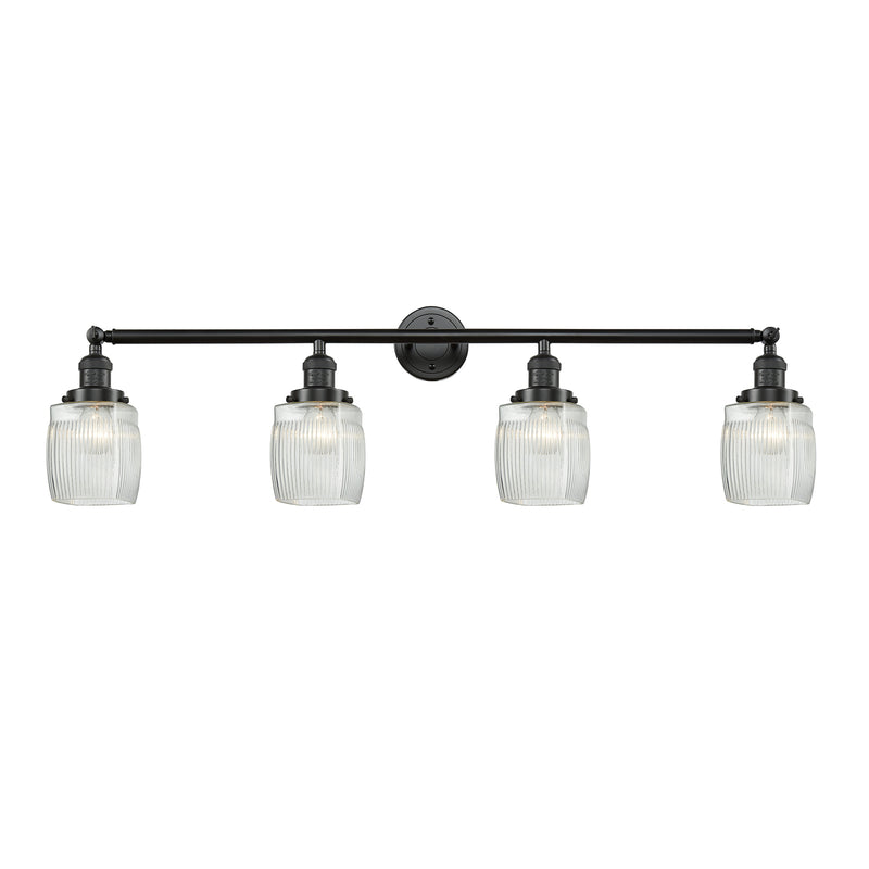 Colton Bath Vanity Light shown in the Oil Rubbed Bronze finish with a Clear Halophane shade