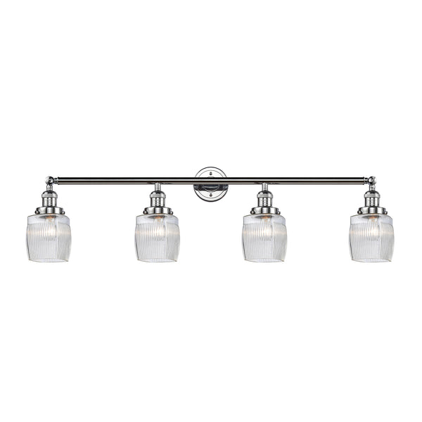 Colton Bath Vanity Light shown in the Polished Chrome finish with a Clear Halophane shade