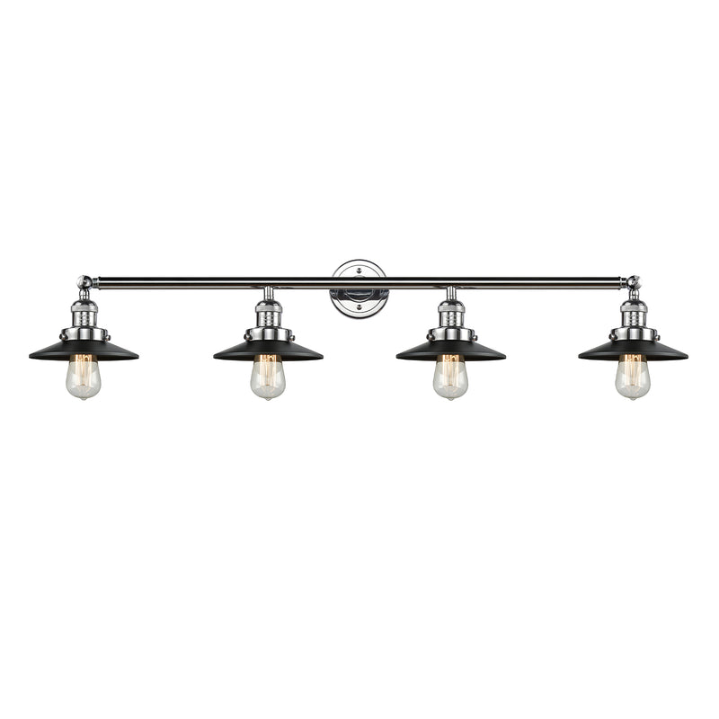 Railroad Bath Vanity Light shown in the Polished Chrome finish with a Matte Black shade