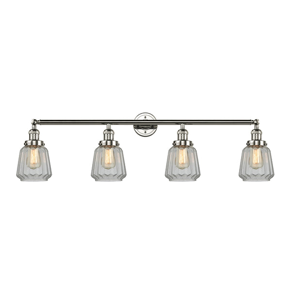 Chatham Bath Vanity Light shown in the Polished Nickel finish with a Clear shade