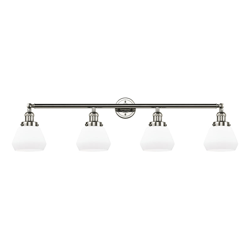 Fulton Bath Vanity Light shown in the Polished Nickel finish with a Matte White shade