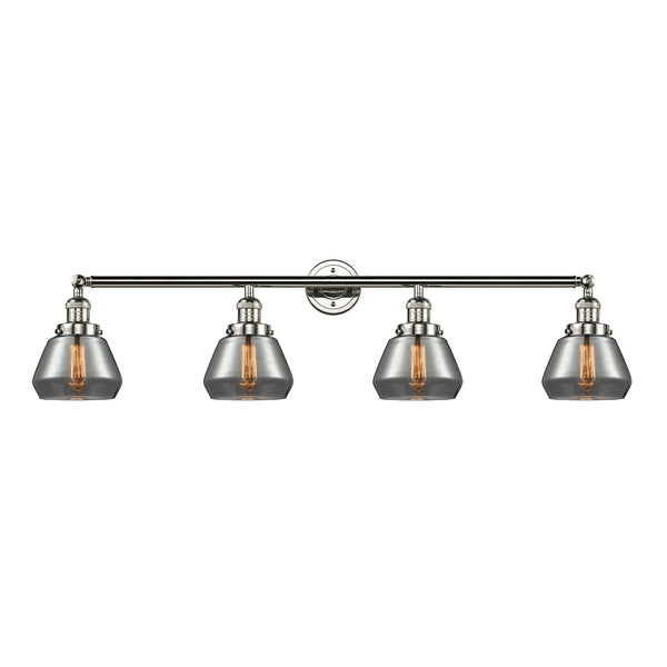 Fulton Bath Vanity Light shown in the Polished Nickel finish with a Plated Smoke shade