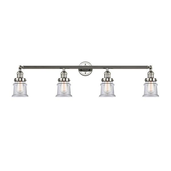 Canton Bath Vanity Light shown in the Polished Nickel finish with a Clear shade