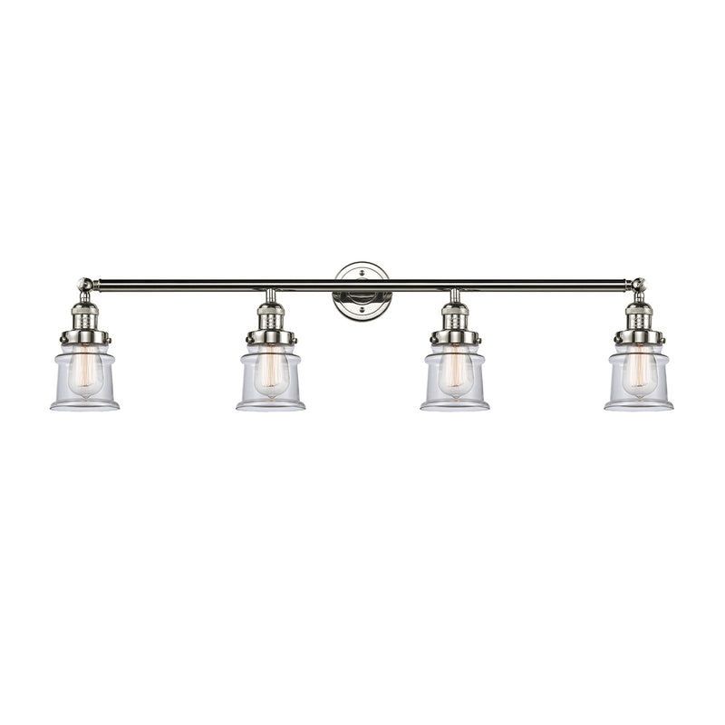 Canton Bath Vanity Light shown in the Polished Nickel finish with a Clear shade