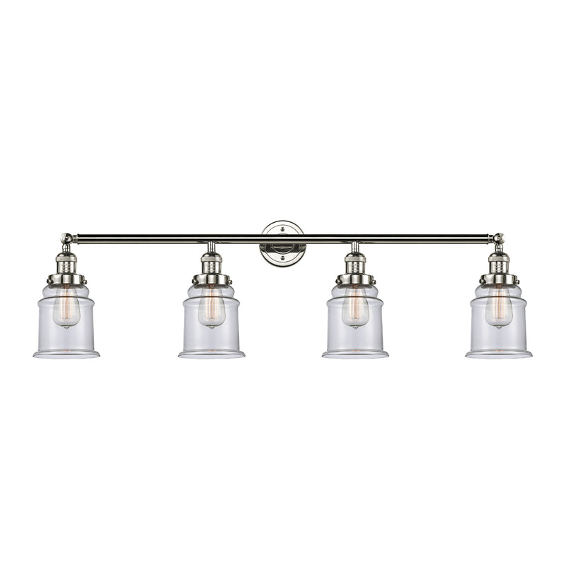 Canton Bath Vanity Light shown in the Polished Nickel finish with a Clear shade