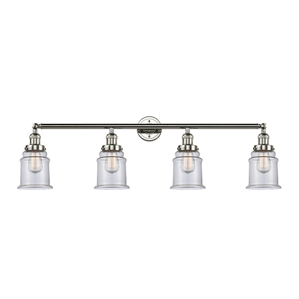 Canton Bath Vanity Light shown in the Polished Nickel finish with a Clear shade