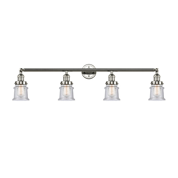 Canton Bath Vanity Light shown in the Polished Nickel finish with a Seedy shade