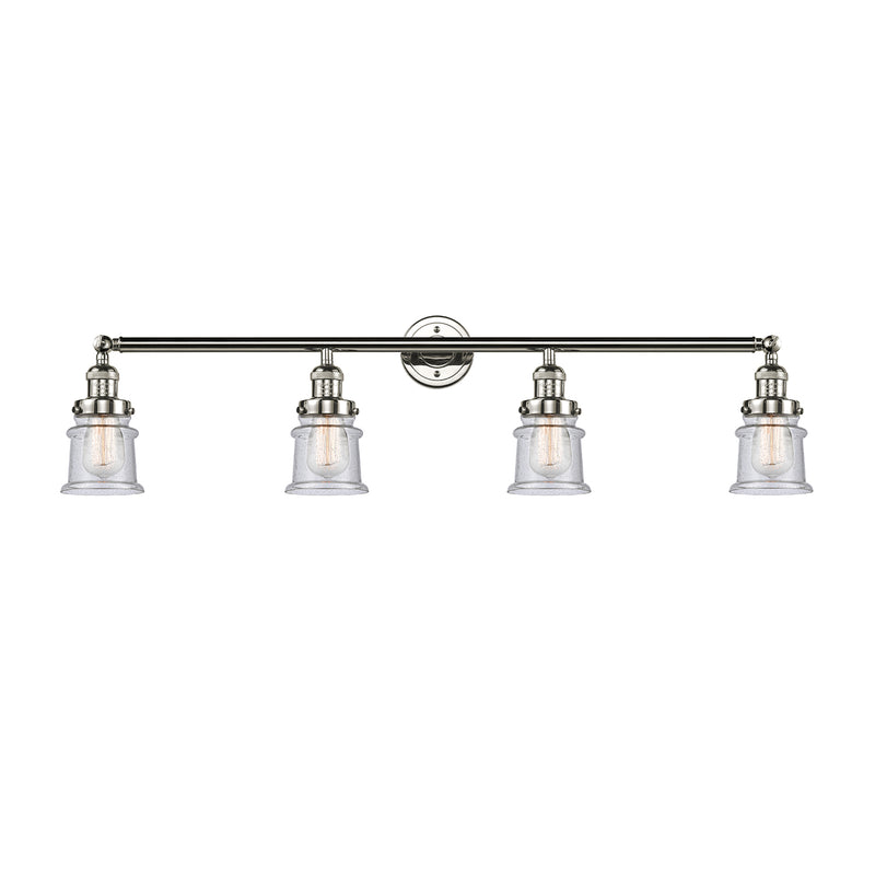 Canton Bath Vanity Light shown in the Polished Nickel finish with a Seedy shade