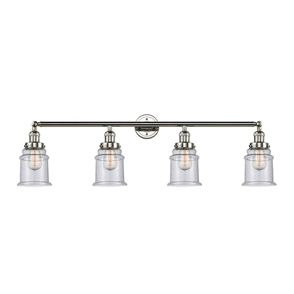 Canton Bath Vanity Light shown in the Polished Nickel finish with a Seedy shade