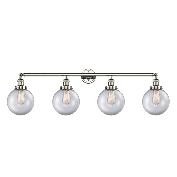 Beacon Bath Vanity Light shown in the Polished Nickel finish with a Clear shade