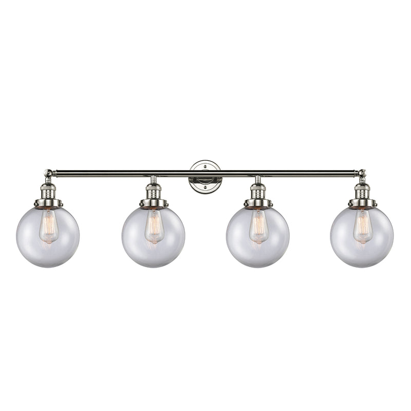 Beacon Bath Vanity Light shown in the Polished Nickel finish with a Clear shade