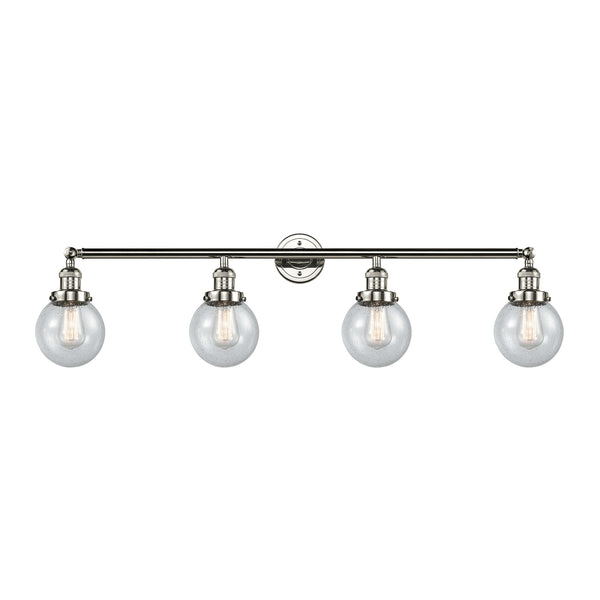 Beacon Bath Vanity Light shown in the Polished Nickel finish with a Seedy shade