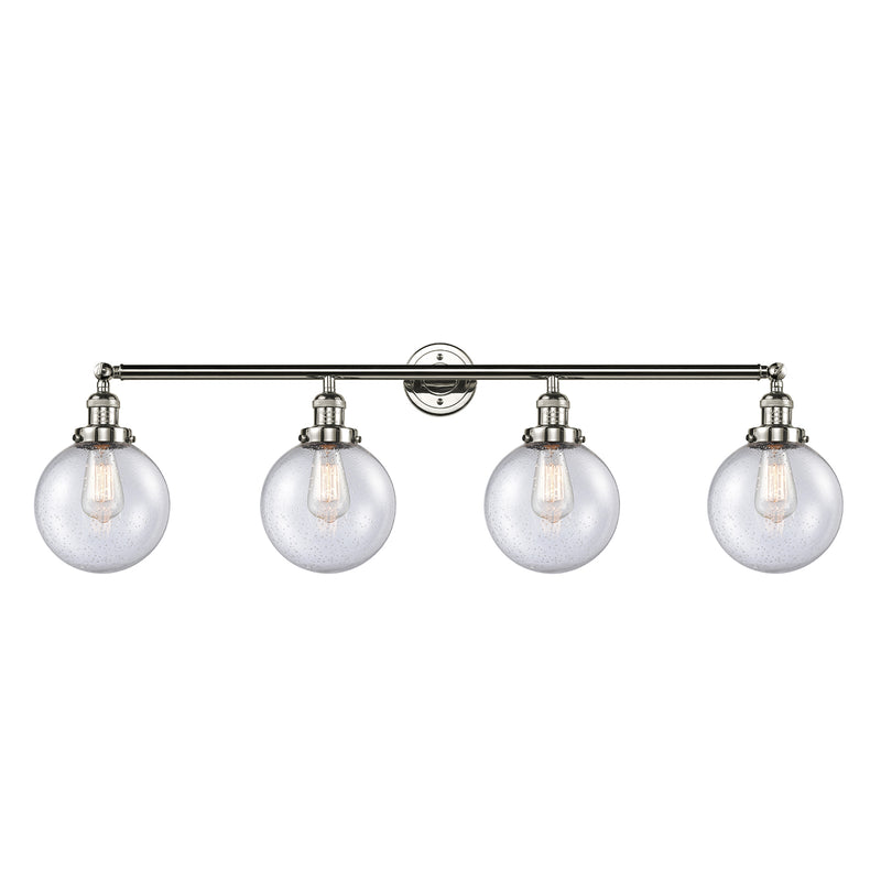 Beacon Bath Vanity Light shown in the Polished Nickel finish with a Seedy shade