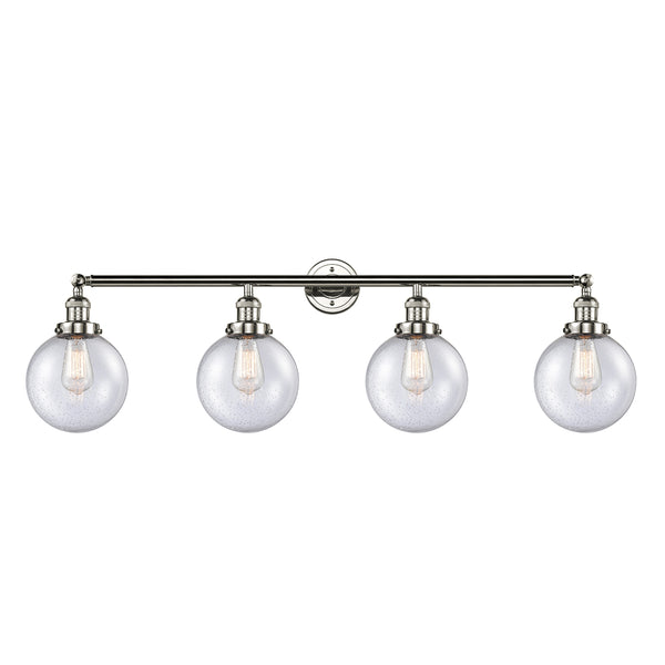 Beacon Bath Vanity Light shown in the Polished Nickel finish with a Seedy shade