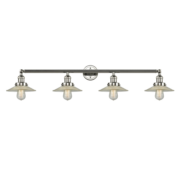 Halophane Bath Vanity Light shown in the Polished Nickel finish with a Clear Halophane shade