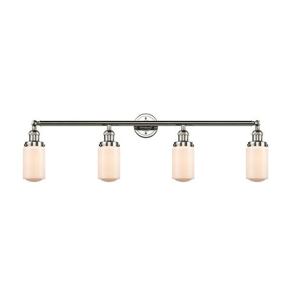 Dover Bath Vanity Light shown in the Polished Nickel finish with a Matte White shade