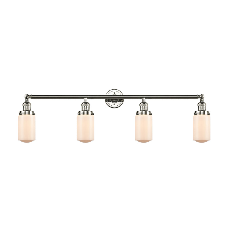 Dover Bath Vanity Light shown in the Polished Nickel finish with a Matte White shade