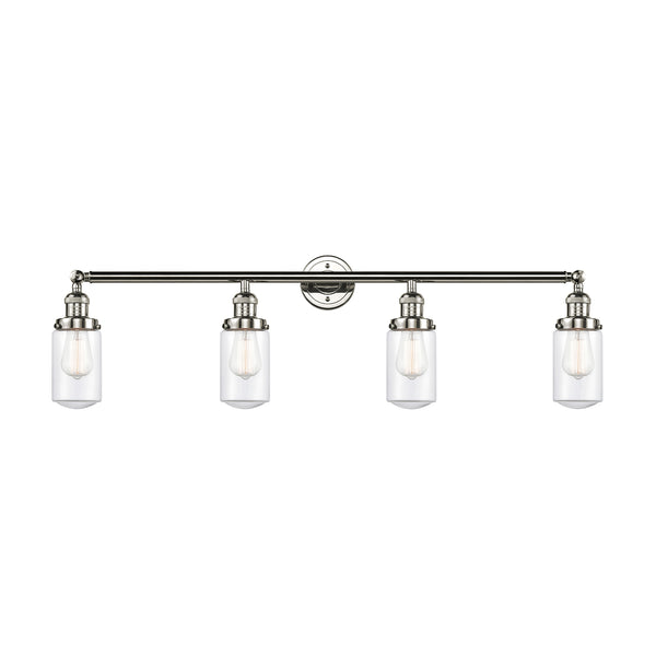 Dover Bath Vanity Light shown in the Polished Nickel finish with a Clear shade