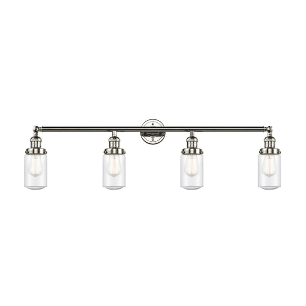 Dover Bath Vanity Light shown in the Polished Nickel finish with a Seedy shade