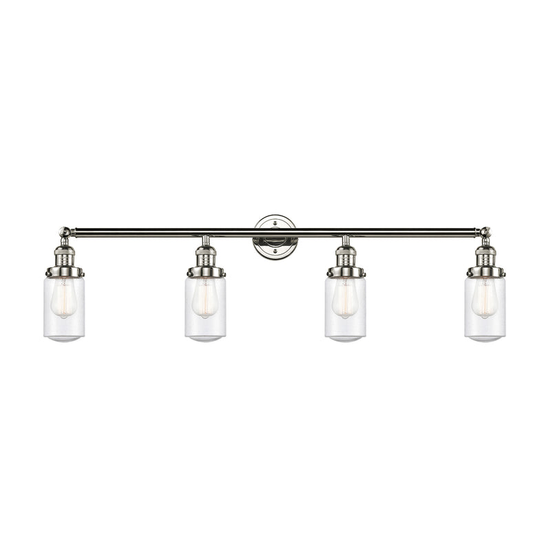 Dover Bath Vanity Light shown in the Polished Nickel finish with a Seedy shade