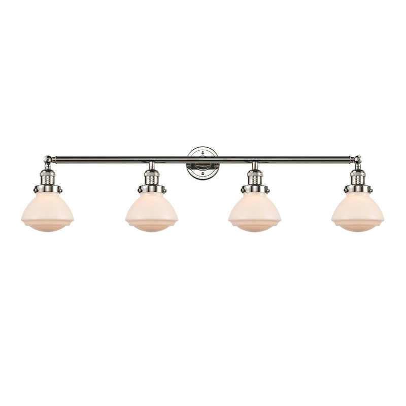 Olean Bath Vanity Light shown in the Polished Nickel finish with a Matte White shade