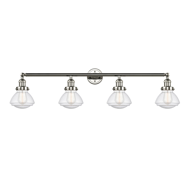 Olean Bath Vanity Light shown in the Polished Nickel finish with a Seedy shade