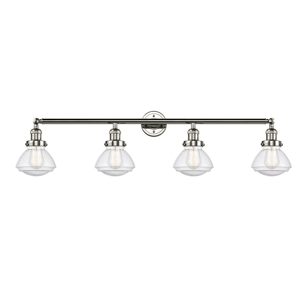 Olean Bath Vanity Light shown in the Polished Nickel finish with a Seedy shade