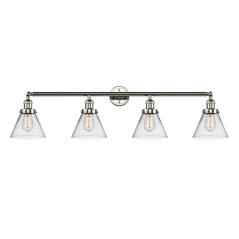 Cone Bath Vanity Light shown in the Polished Nickel finish with a Clear shade