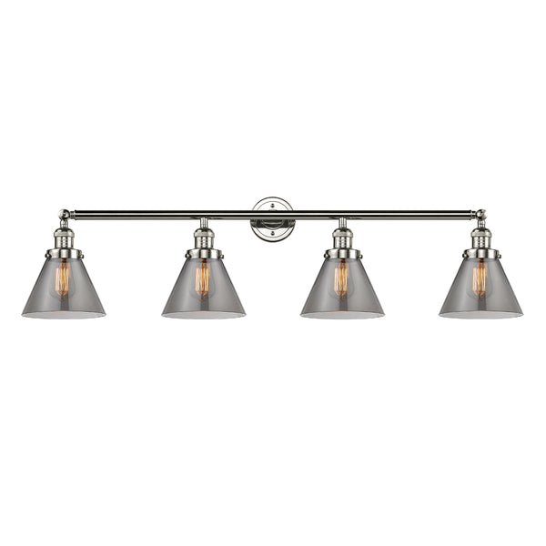 Cone Bath Vanity Light shown in the Polished Nickel finish with a Plated Smoke shade