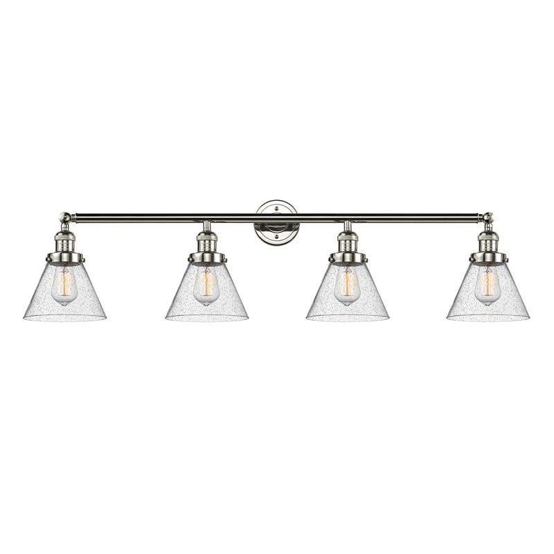 Cone Bath Vanity Light shown in the Polished Nickel finish with a Seedy shade