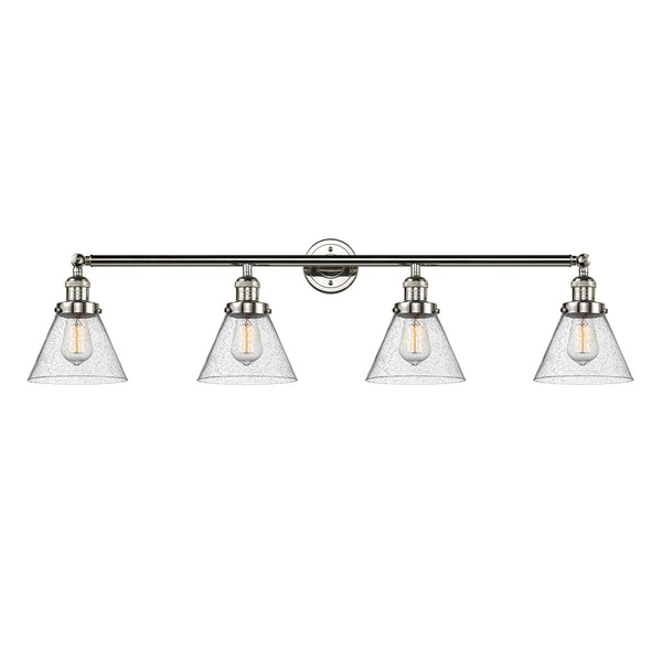 Cone Bath Vanity Light shown in the Polished Nickel finish with a Seedy shade