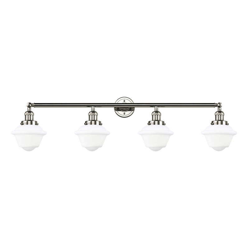 Oxford Bath Vanity Light shown in the Polished Nickel finish with a Matte White shade