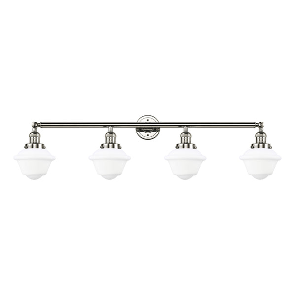 Oxford Bath Vanity Light shown in the Polished Nickel finish with a Matte White shade