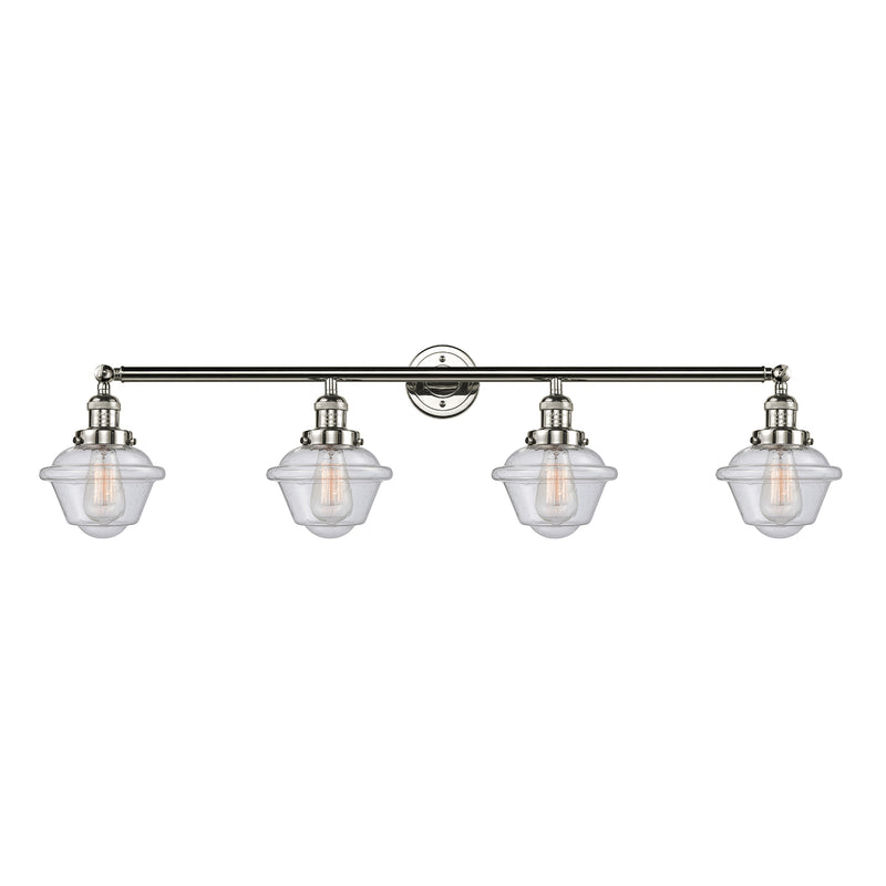 Oxford Bath Vanity Light shown in the Polished Nickel finish with a Seedy shade