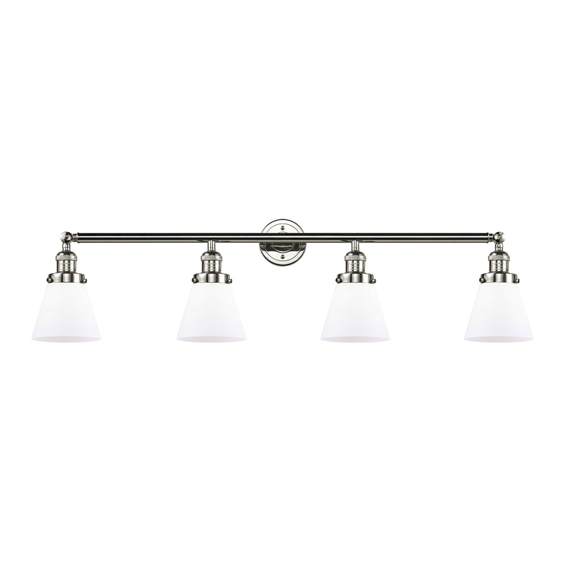 Cone Bath Vanity Light shown in the Polished Nickel finish with a Matte White shade